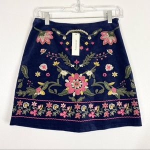 FRANCESCA’S NWT Embroidered Floral Corduroy Mini Skirt Small